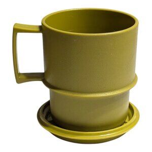VTG Tupperware Green Coffee Mug Cup With Lid Travel Kitchenware USA